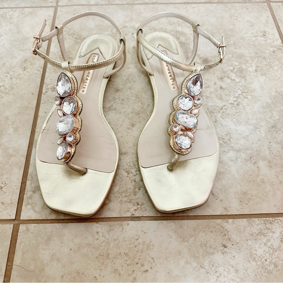 SOPHIA WEBSTER Ritzy Embellished Metallic Leather Thong Sandals size 7 - Picture 5 of 9